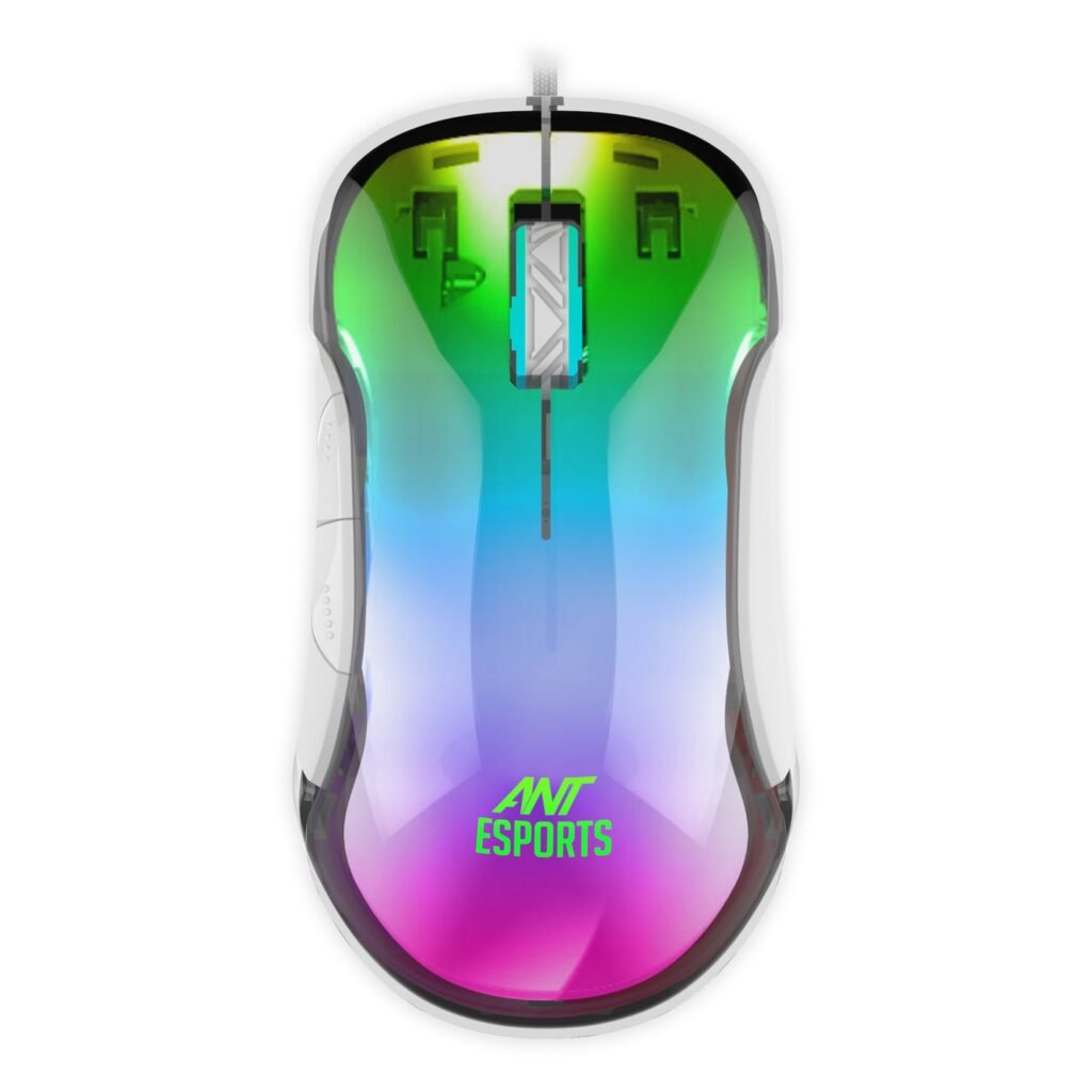 RGB White Gaming Mouse - Ant Esports GM610 Crystal